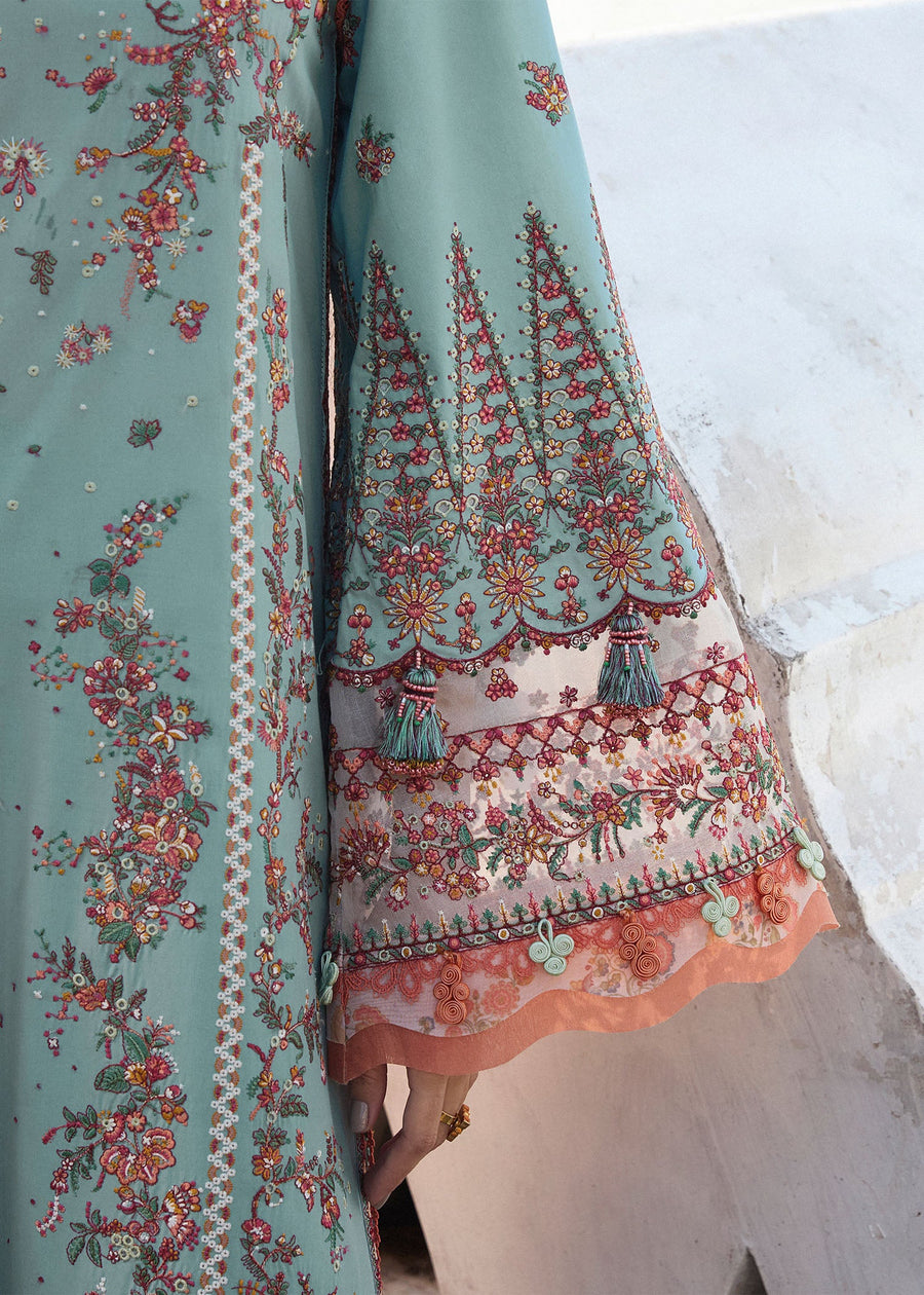 Hussain Rehar Luxury Lawn Unstitched Embroidered 3Pc Suit D-12 Malibu