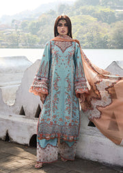 Hussain Rehar Luxury Lawn Unstitched Embroidered 3Pc Suit D-12 Malibu