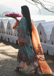 Hussain Rehar Luxury Lawn Unstitched Embroidered 3Pc Suit D-12 Malibu