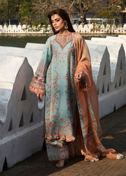 Hussain Rehar Luxury Lawn Unstitched Embroidered 3Pc Suit D-12 Malibu