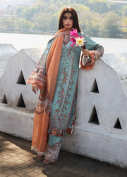 Hussain Rehar Luxury Lawn Unstitched Embroidered 3Pc Suit D-12 Malibu