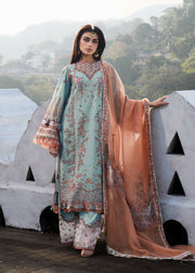 Hussain Rehar Luxury Lawn Unstitched Embroidered 3Pc Suit D-12 Malibu