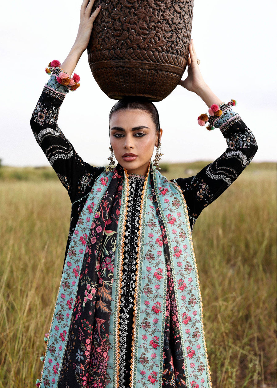 Hussain Rehar Embroidered Khaddar Unstitched 3Pc Suit - Malika
