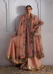 Hussain Rehar Festive Embroidered Organza Unstitched 3Pc Suit - Malka