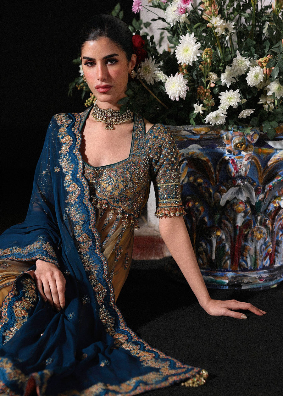 Hussain Rehar Festive Embroidered Net Unstitched 3Pc Suit - Man Jogi