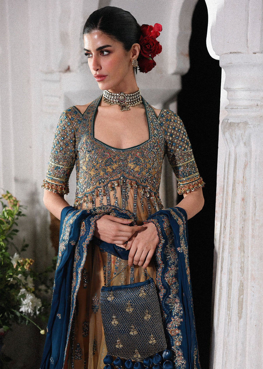 Hussain Rehar Festive Embroidered Net Unstitched 3Pc Suit - Man Jogi