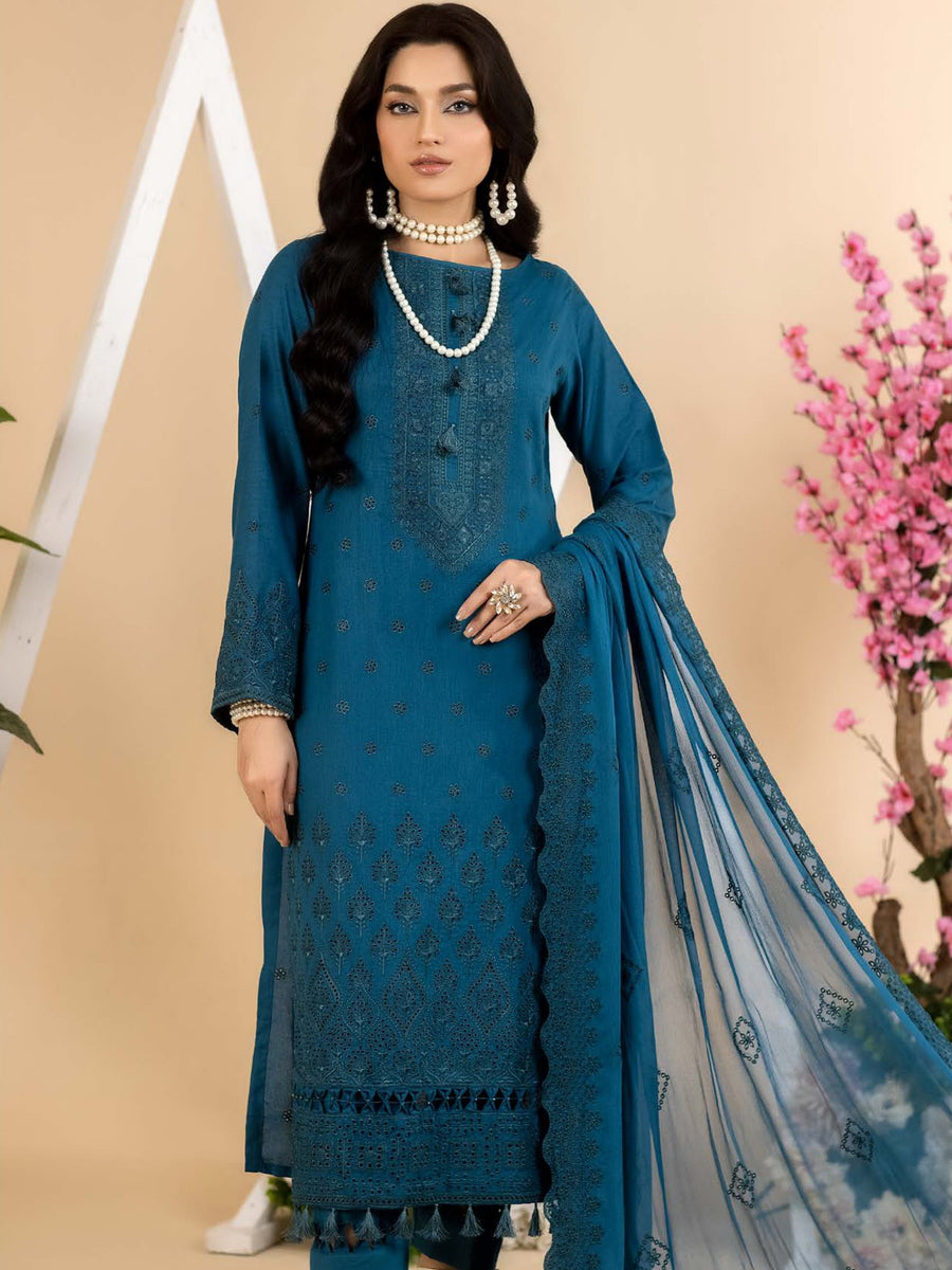 Dilkash Afsana by Manizay Chikankari Karandi Unstitched 3Pc Suit M-01