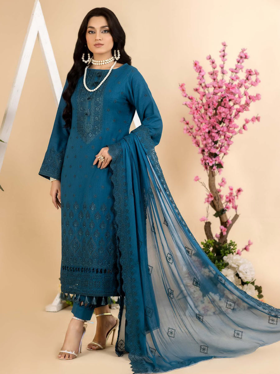 Dilkash Afsana by Manizay Chikankari Karandi Unstitched 3Pc Suit M-01
