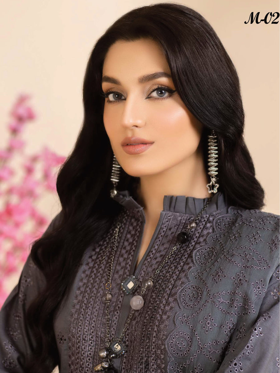 Dilkash Afsana by Manizay Chikankari Karandi Unstitched 3Pc Suit M-02