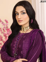 Dilkash Afsana by Manizay Chikankari Karandi Unstitched 3Pc Suit M-04