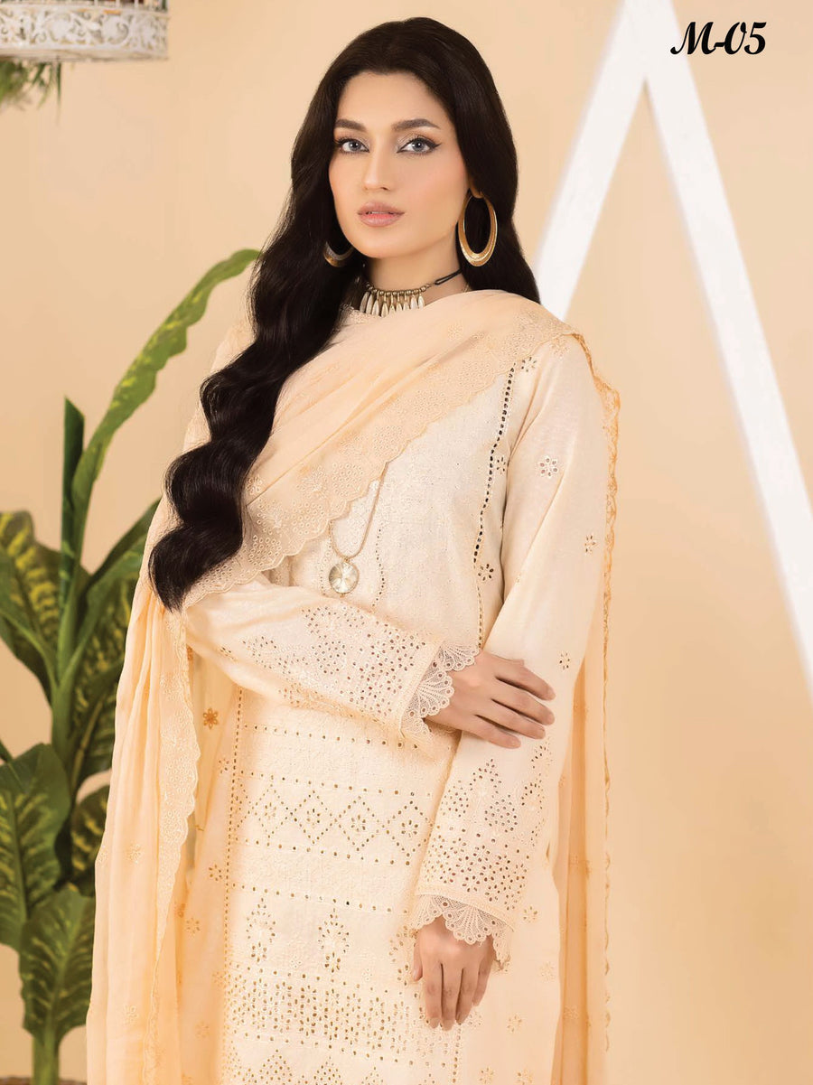 Dilkash Afsana by Manizay Chikankari Karandi Unstitched 3Pc Suit M-05