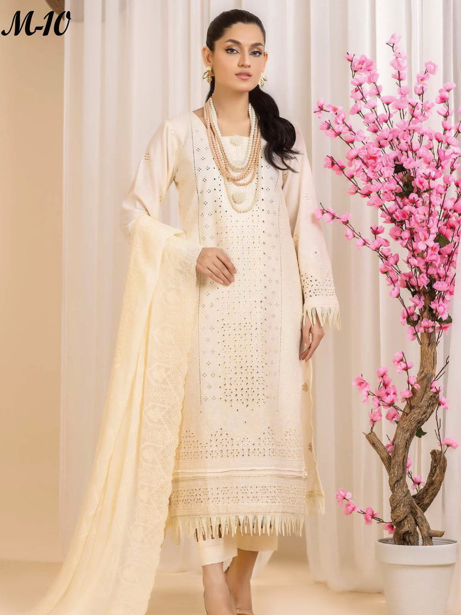 Dilkash Afsana by Manizay Chikankari Karandi Unstitched 3Pc Suit M-10