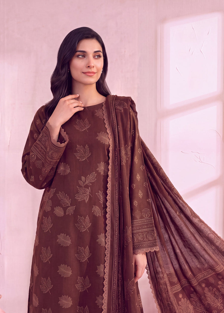 Zeenia Marina Digital Printed Dhanak Marina Unstitched 3Pc Suit JS-06 Maple