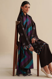 Farasha Winter Spell Embroidered Khaddar Unstitched 3Pc Suit - Maple