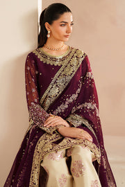 Farasha Luxury Embroidered Chiffon Unstitched 3Pc Suit - Maple Glow