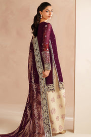 Farasha Luxury Embroidered Chiffon Unstitched 3Pc Suit - Maple Glow
