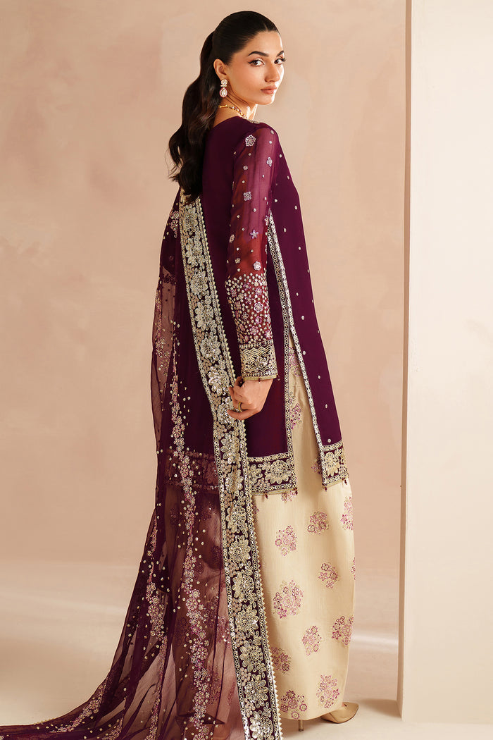 Farasha Luxury Embroidered Chiffon Unstitched 3Pc Suit - Maple Glow
