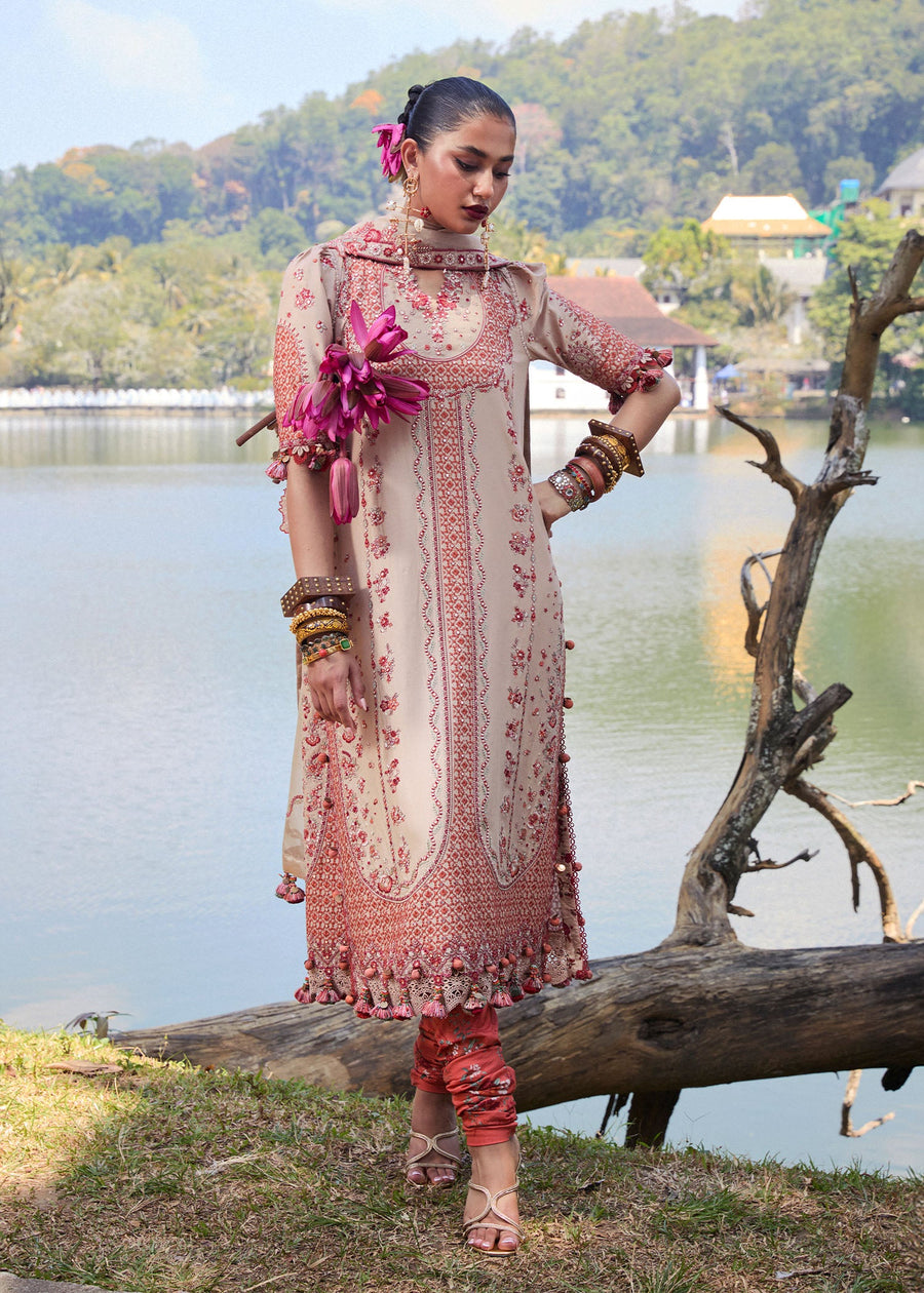 Hussain Rehar Luxury Lawn Unstitched Embroidered 3Pc Suit D-02 Mari