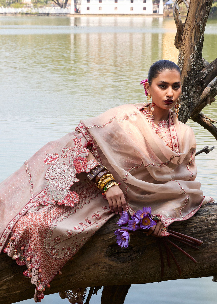Hussain Rehar Luxury Lawn Unstitched Embroidered 3Pc Suit D-02 Mari