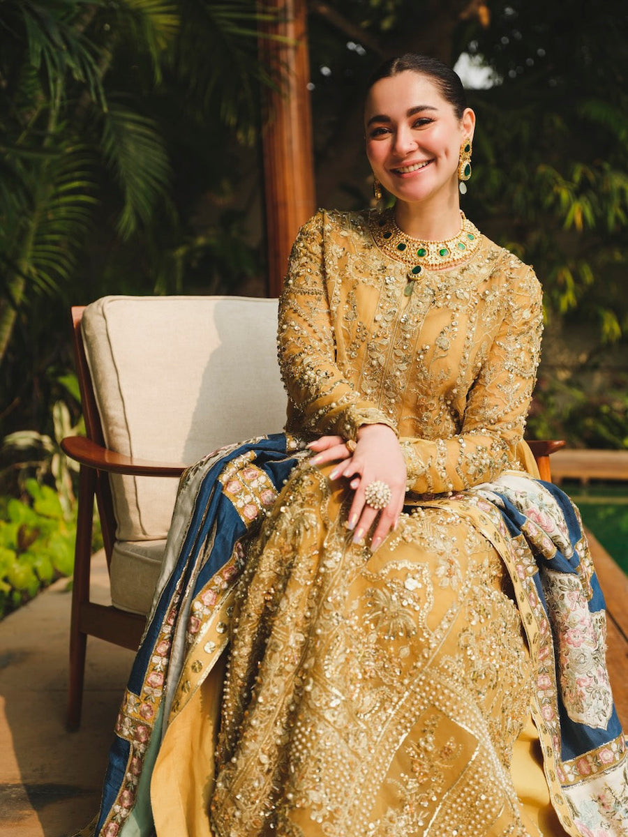 Saira Shakira Embroidered Organza Unstitched Wedding Suit - MARIGOLD