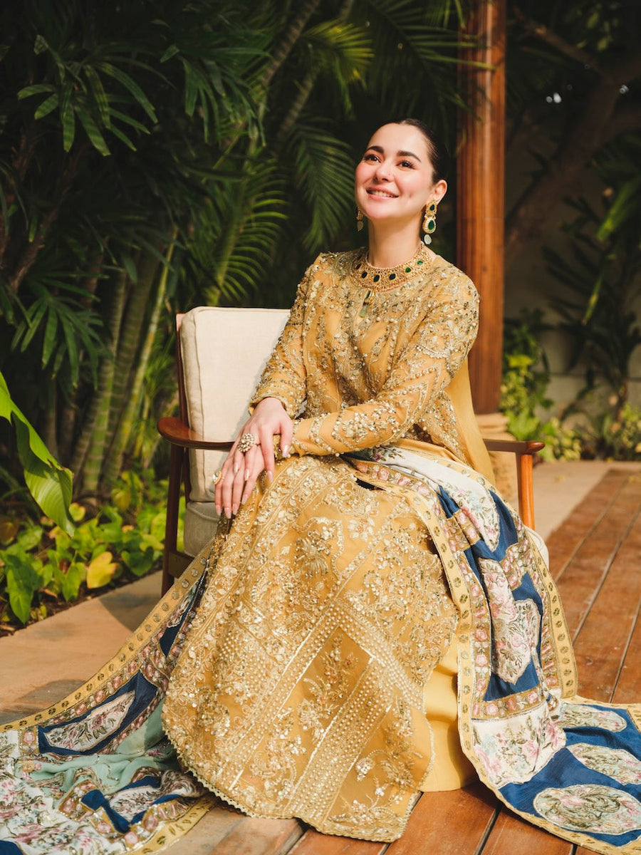 Saira Shakira Embroidered Organza Unstitched Wedding Suit - MARIGOLD