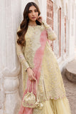 Farasha Ritzier Embroidered Chiffon Unstitched 3Pc Suit - Marigold Bliss
