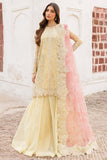 Farasha Ritzier Embroidered Chiffon Unstitched 3Pc Suit - Marigold Bliss