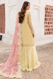 Farasha Ritzier Embroidered Chiffon Unstitched 3Pc Suit - Marigold Bliss