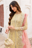 Farasha Ritzier Embroidered Chiffon Unstitched 3Pc Suit - Marigold Bliss