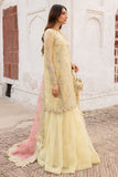 Farasha Ritzier Embroidered Chiffon Unstitched 3Pc Suit - Marigold Bliss
