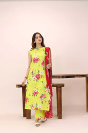 Feathers Premium House of Petals Unstitched Lawn 3Pc Suit Marigold Mesh-FT748