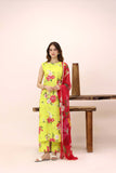 Feathers Premium House of Petals Unstitched Lawn 3Pc Suit Marigold Mesh-FT748