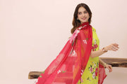 Feathers Premium House of Petals Unstitched Lawn 3Pc Suit Marigold Mesh-FT748