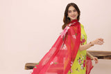 Feathers Premium House of Petals Unstitched Lawn 3Pc Suit Marigold Mesh-FT748