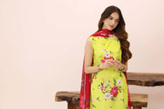 Feathers Premium House of Petals Unstitched Lawn 3Pc Suit Marigold Mesh-FT748