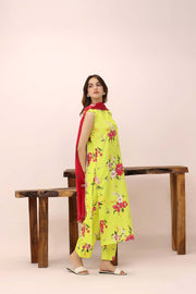 Feathers Premium House of Petals Unstitched Lawn 3Pc Suit Marigold Mesh-FT748