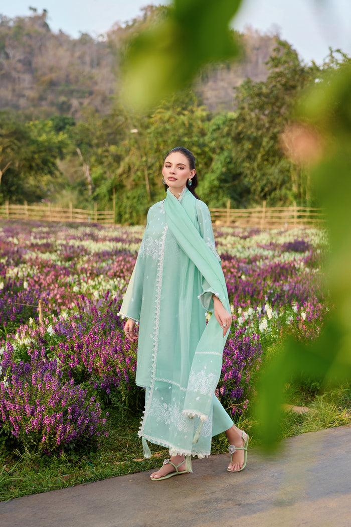 Farasha Summer Weaves Embroidered Lawn Unstitched 3Pc Suit - Marina Veil