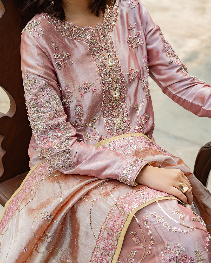 Mushq Sunehri Ramsha Edit Lama Silk Stitched 3Pc Suit - Marium