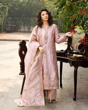Mushq Sunehri Ramsha Edit Lama Silk Stitched 3Pc Suit - Marium