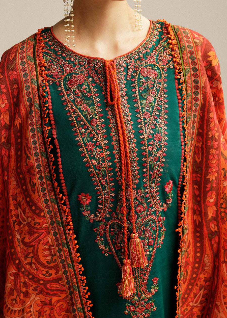 Hussain Rehar Embroidered Khaddar Unstitched 3Pc Suit - Marjaan