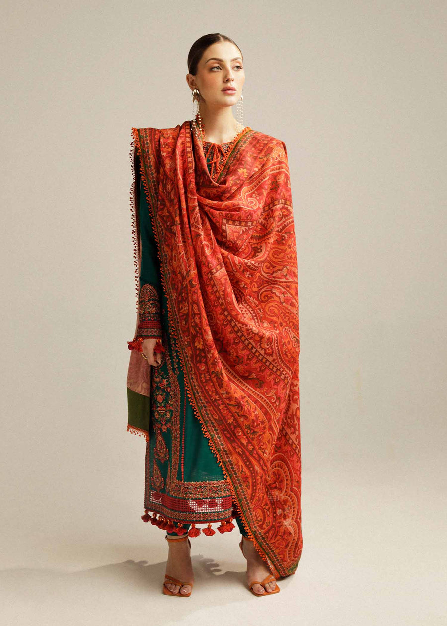 Hussain Rehar Embroidered Khaddar Unstitched 3Pc Suit - Marjaan