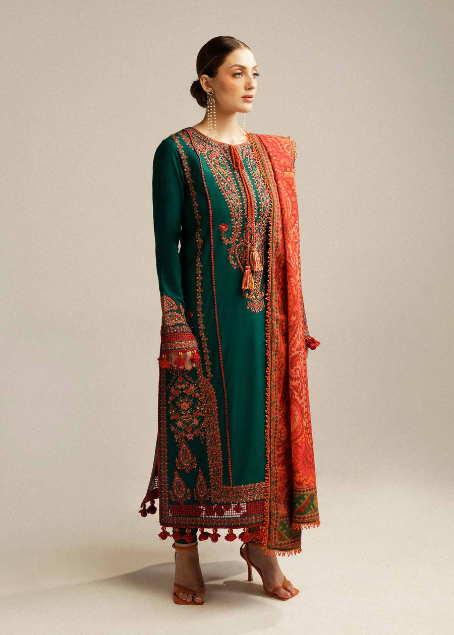 Hussain Rehar Embroidered Khaddar Unstitched 3Pc Suit - Marjaan