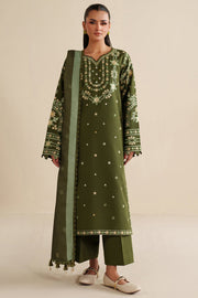 Farasha Winter Spell Embroidered Khaddar Unstitched 3Pc Suit - Marla
