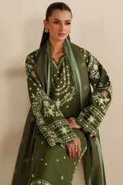 Farasha Winter Spell Embroidered Khaddar Unstitched 3Pc Suit - Marla