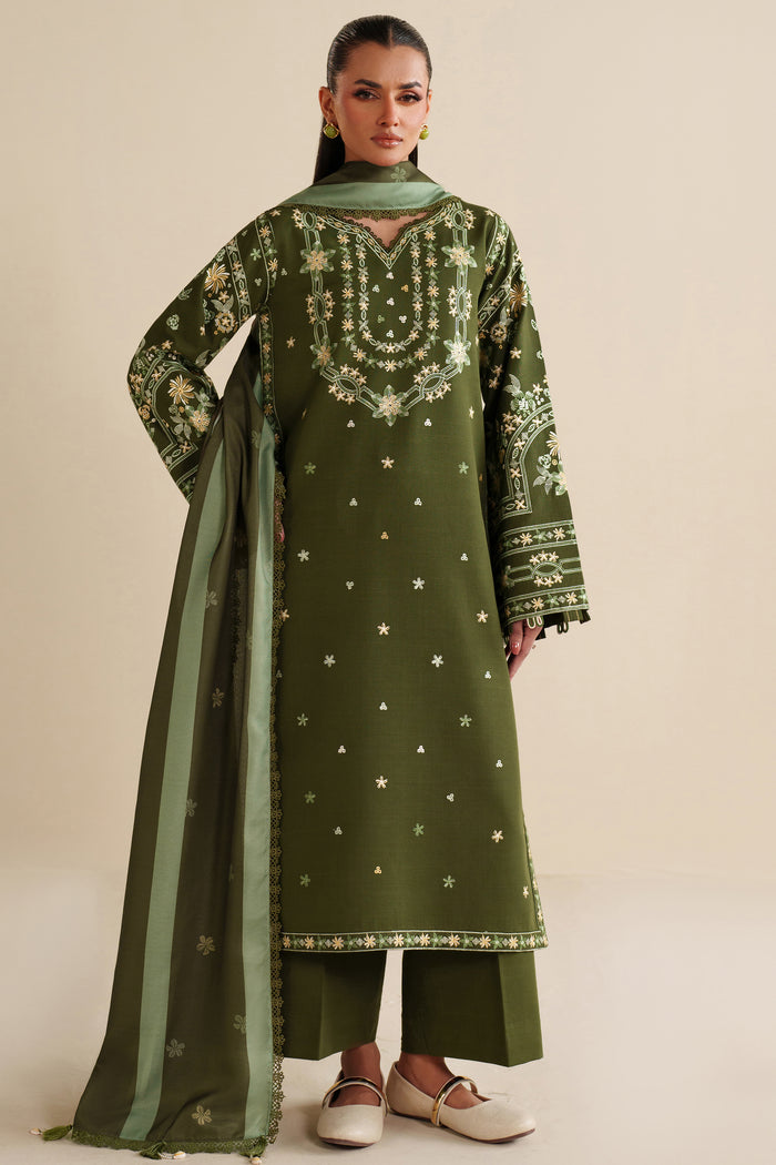 Farasha Winter Spell Embroidered Khaddar Unstitched 3Pc Suit - Marla