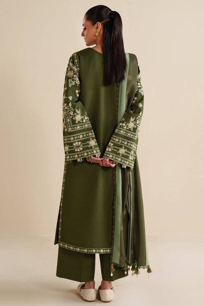 Farasha Winter Spell Embroidered Khaddar Unstitched 3Pc Suit - Marla