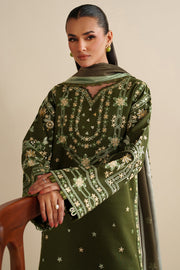 Farasha Winter Spell Embroidered Khaddar Unstitched 3Pc Suit - Marla