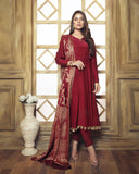 Maroon Dress (3 PC) Stitched