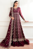 Farasha Essence Embroidered Chiffon Unstitched 3Pc Suit - Maroon Empress