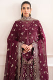 Farasha Essence Embroidered Chiffon Unstitched 3Pc Suit - Maroon Empress